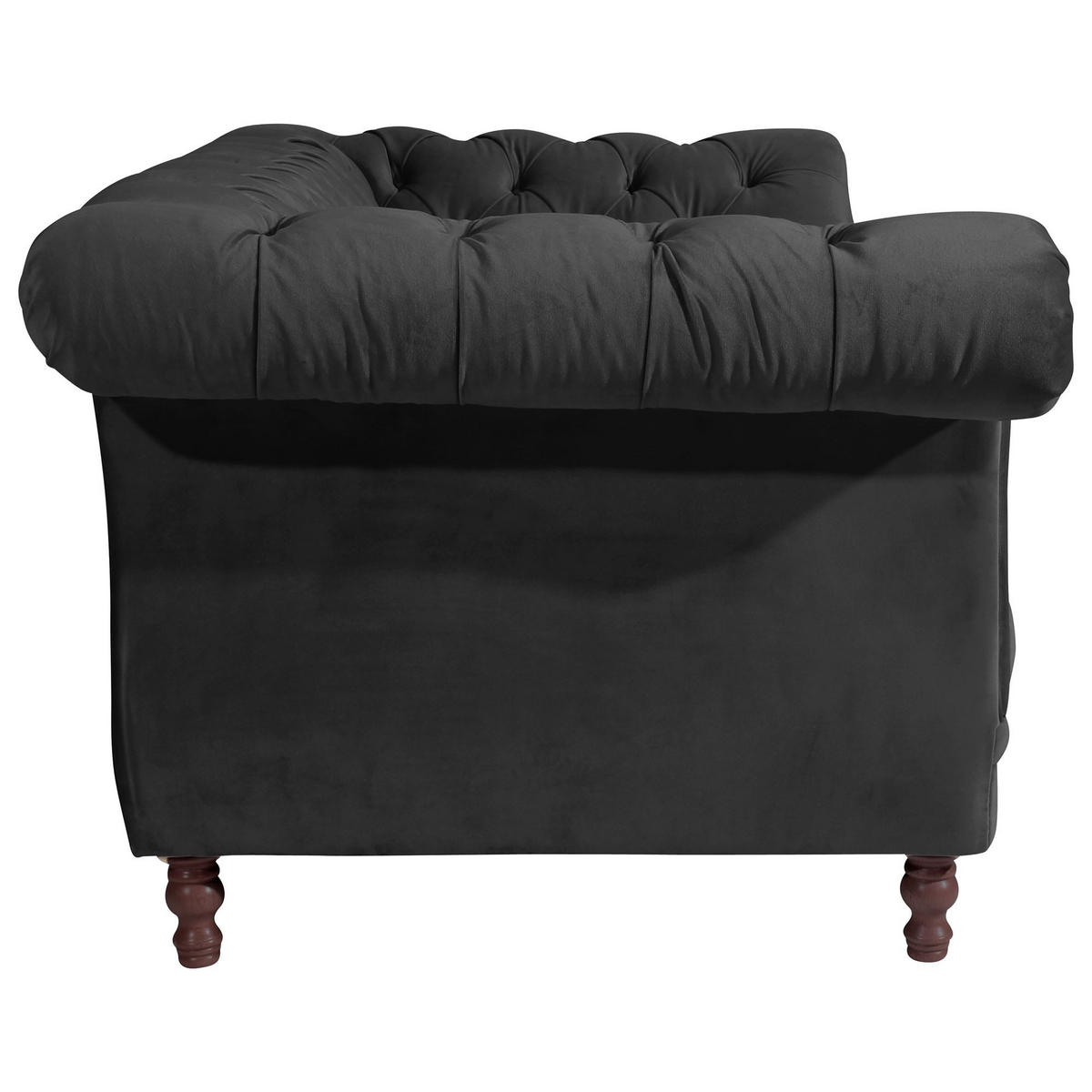 CHESTERFIELD Sofa 2-Sitzer Kaylin Samtvelours schwarz - Schwarz, Kunststoff (200/80/100cm) - 58aufmkessel