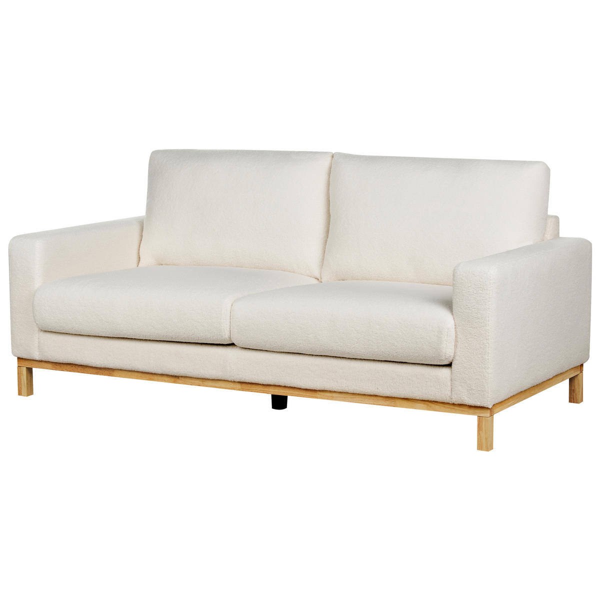 2-SITZER-SOFA Bouclé weiss/hellbraun Siggard - Hellbraun/Weiß, Textil (184/84/92cm) - Beliani