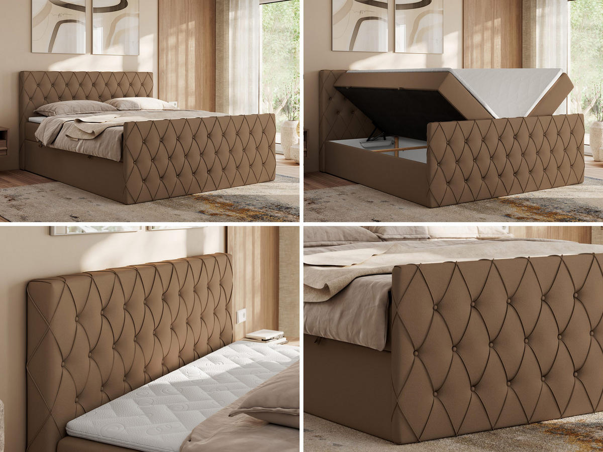 BOXBETT MIREN DUO 120/200 - Braun Kunstleder - H3 - Braun, Holz/Textil (120/200cm) - MKS