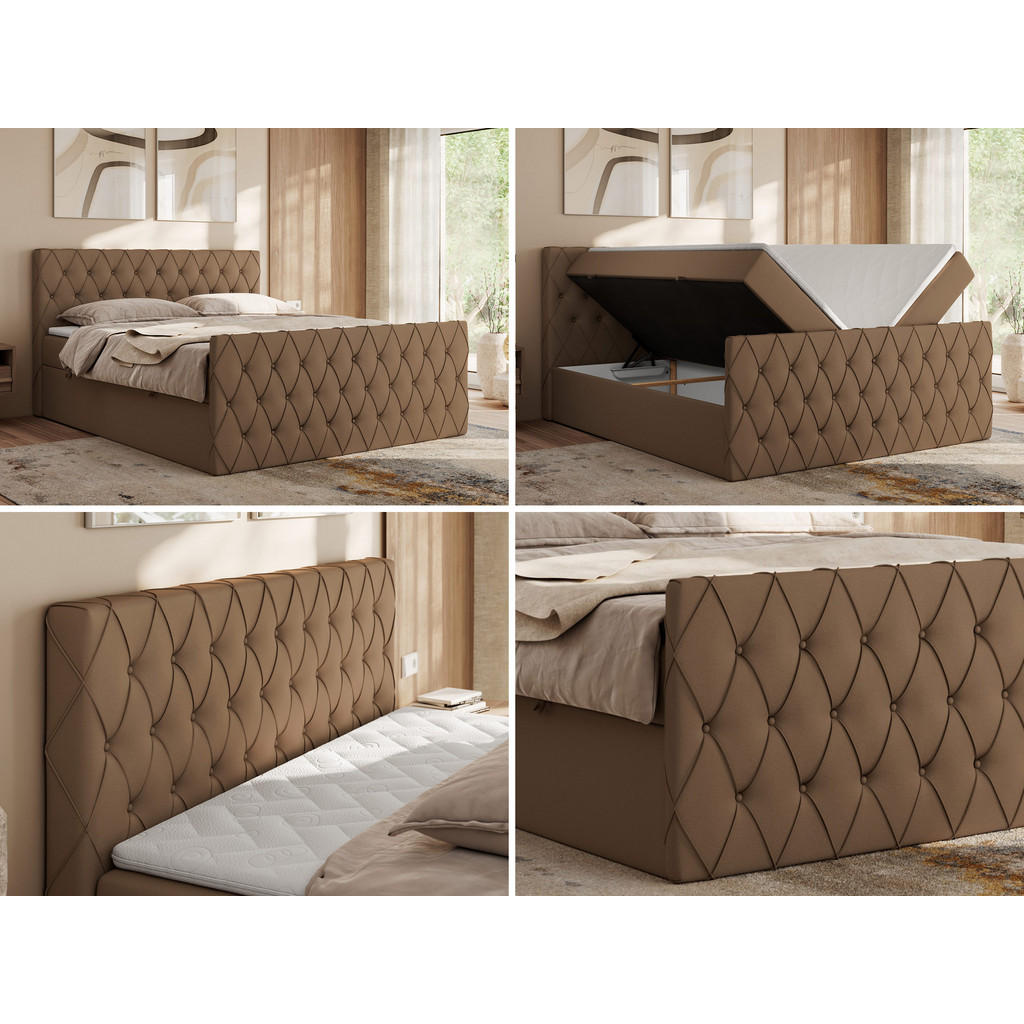 Thumbnail - MKS Boxbett, Braun, Textil, 2-Sitzer, H4, 7-Zonen, Rechteckig, 160x200 cm, Oeko-Tex®, Schlafzimmer, Betten, Boxspringbet...