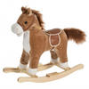 KINDER SCHAUKELTIER, Braun/Rosa, Plüsch+ Holz - Braun, Holz (32.5/61/65cm) - HOMCOM