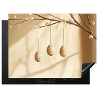 HERDABDECKPLATTE Beige - Osterkuchen - Eier Herdabdeckung Induktionsfeld 70x52 cm - Beige, Kunststoff (70/52/0.2cm) - MuchoWow