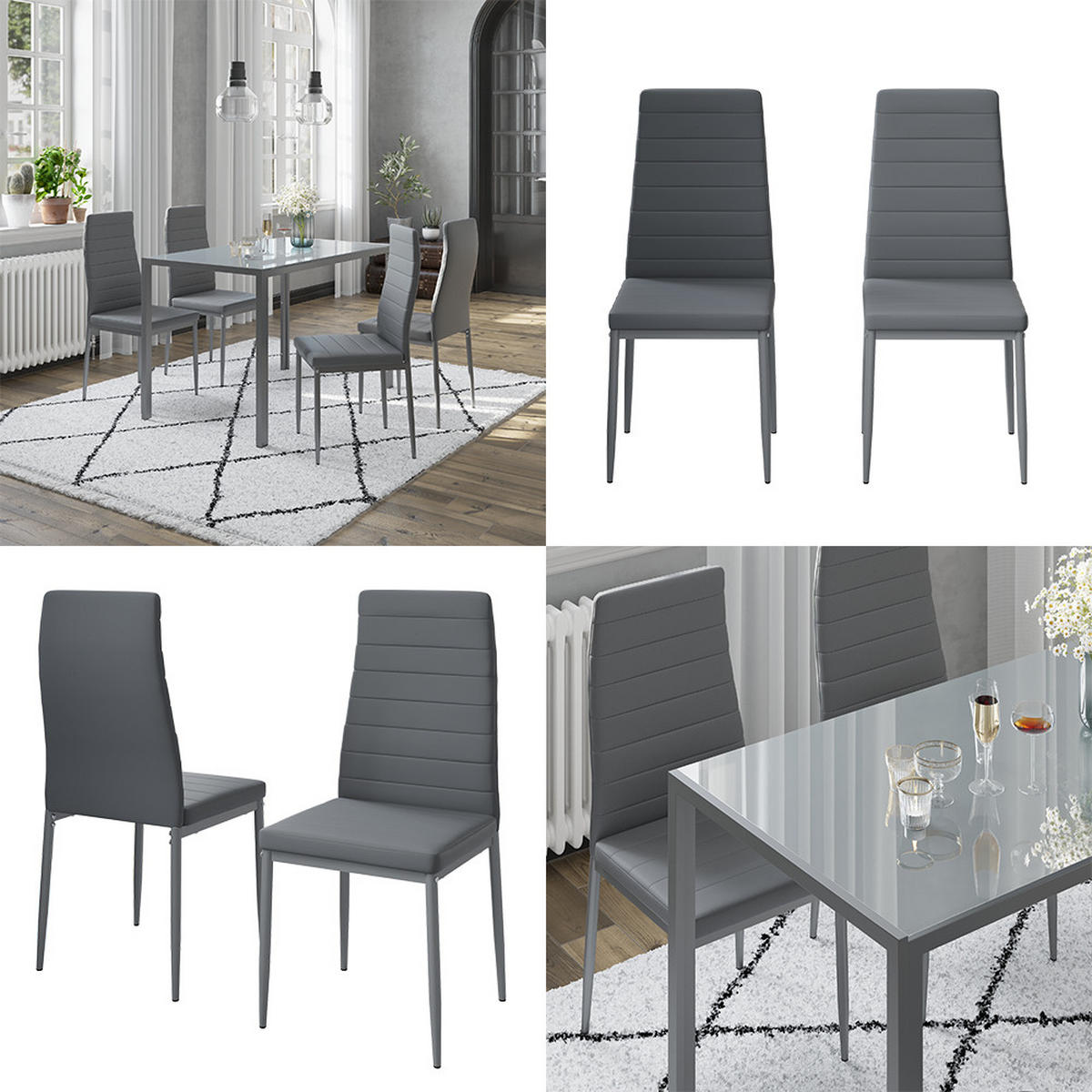 ESSZIMMERSTUHL Grand Grau 42.5 x 48 cm 4er Set - Grau, Kunststoff (42.5/96/48cm) - Vicco