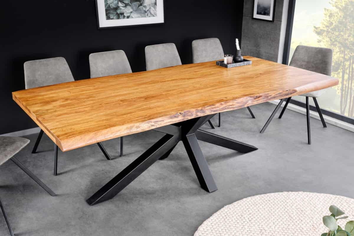 ESSTISCH MAMMUT Akazie 200cm - Schwarz/Braun, Holz/Metall (100/200/77cm) - riess-ambiente