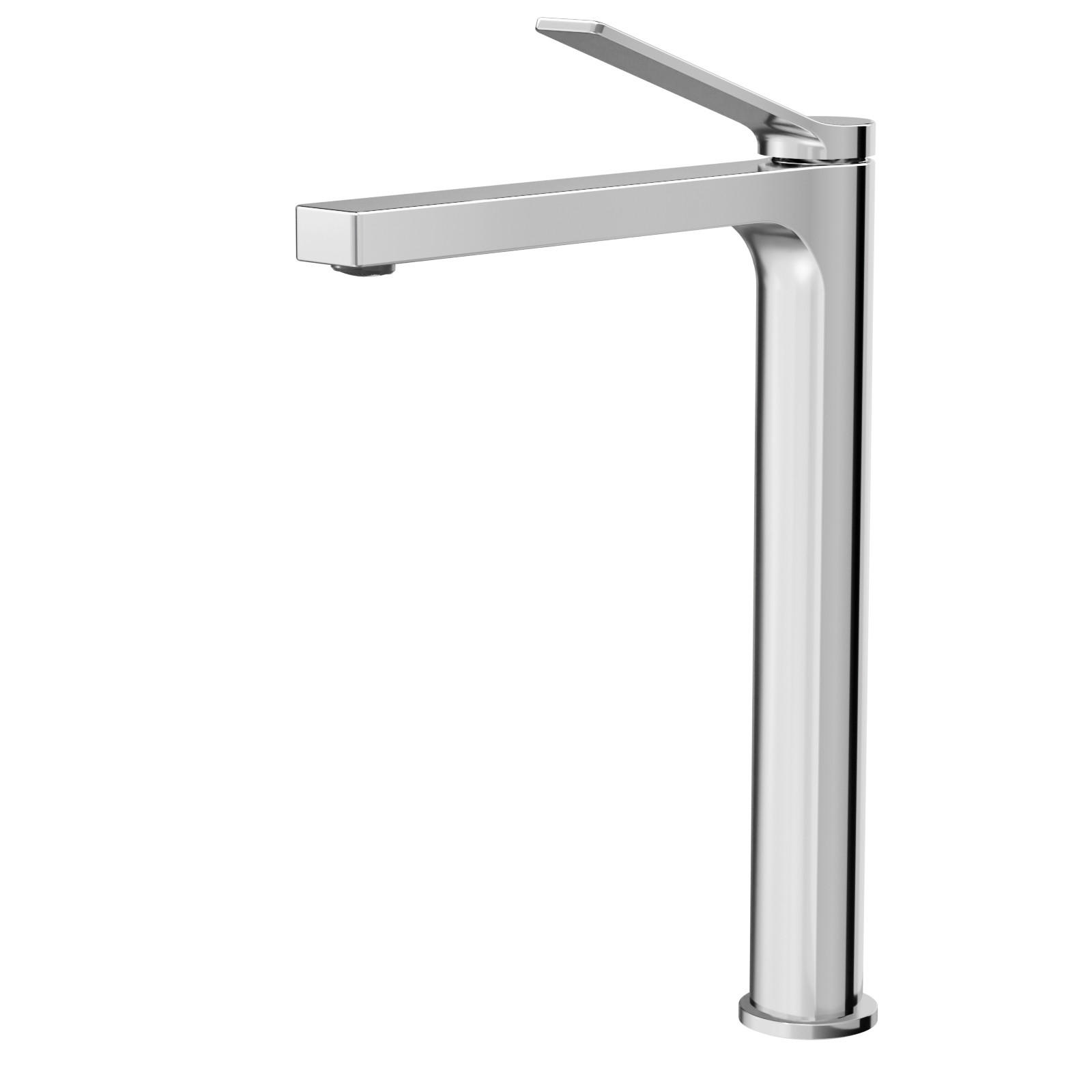 WASCHTISCHARMATUR mit Zertifiziertem Filterelement Verchromt Hoher Stil - Chromfarben, Metall (23.3/4.6/33.5cm) - EMKE
