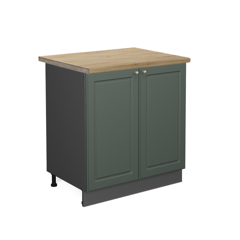 SPÜLENUNTERSCHRANK Fame-Line Grün-Gold Landhaus 80 cm , AP Eiche - Anthrazit/Grün, Holzwerkstoff (80/82/60cm) - Vicco