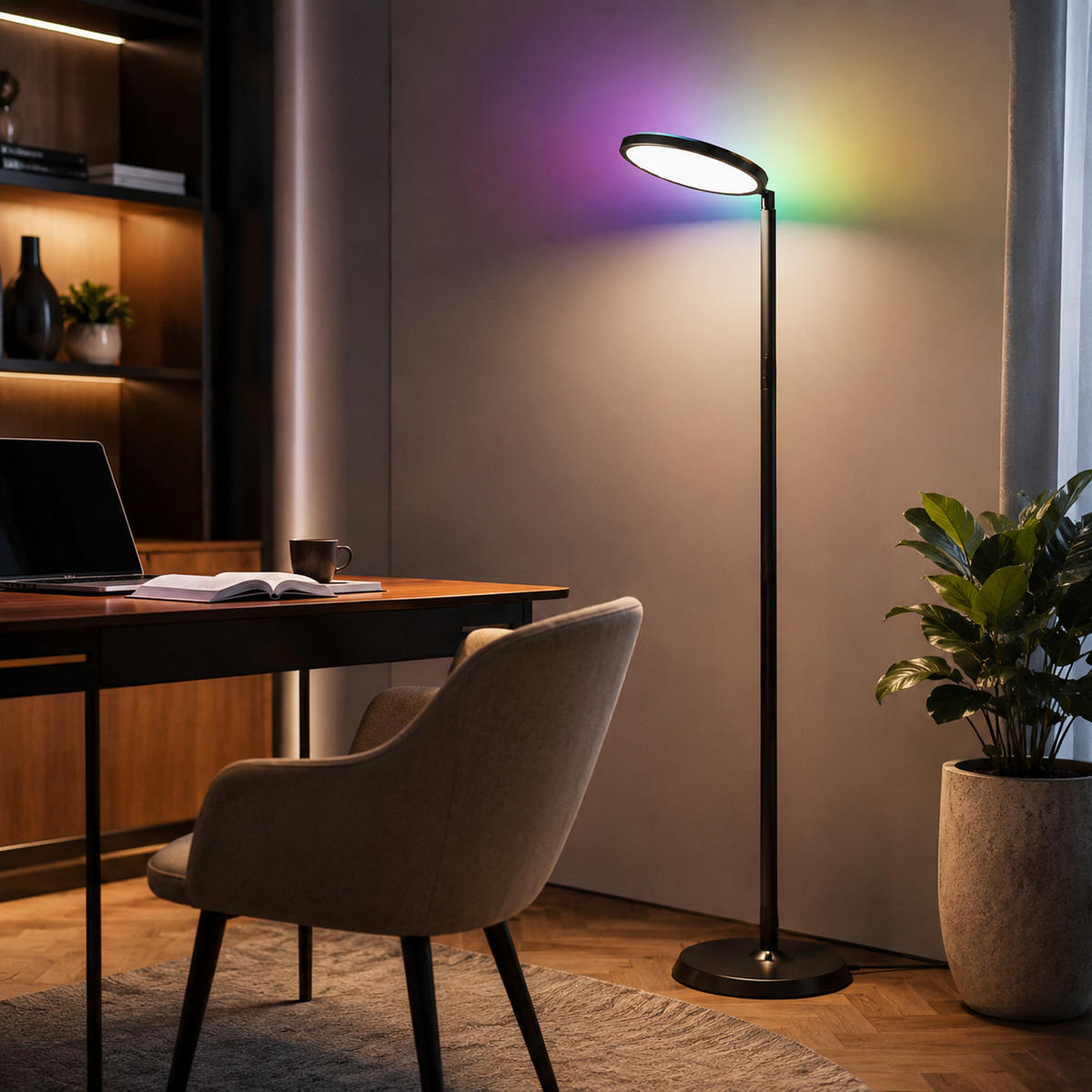 FLURLEUCHTE FL1081 RGB CCT LED 24W mit Fernbedienung - Brombeere, Metall (25/25/180cm) - LOVHAUS