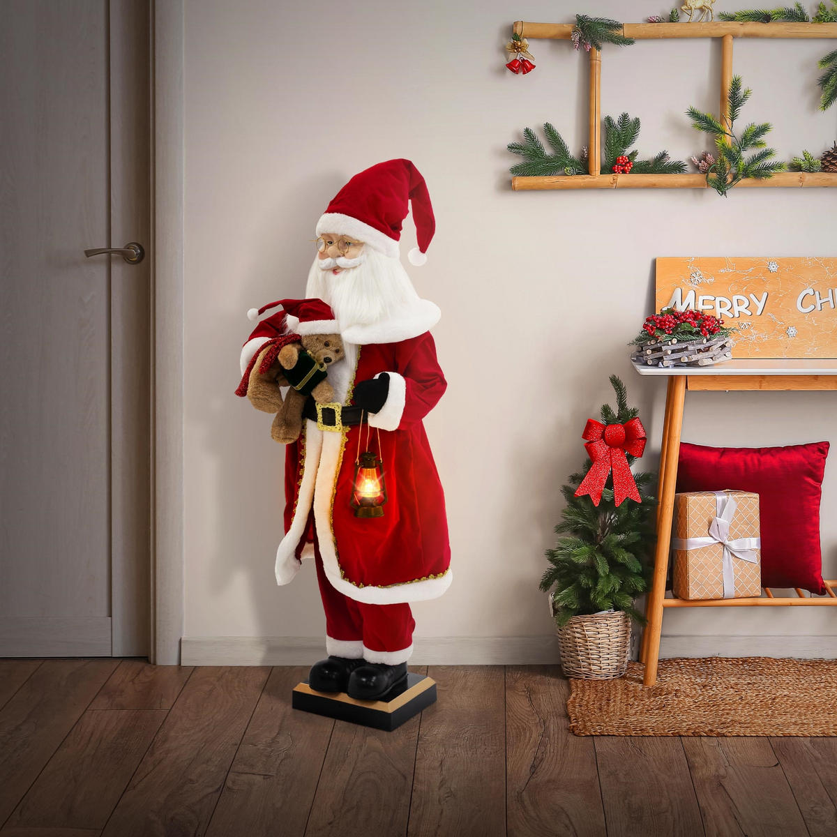 WEIHNACHTSMANN DEKOFIGUR 120 cm mit LED Licht, Bewegung und Sound - Multicolor, Kunststoff (42/120/37cm) - ECD-Germany