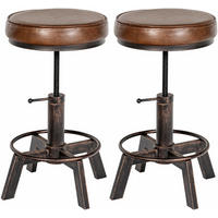 HOCKER 2er Set Lederlook bronze - Bronzefarben, Textil/Metall (42/44/42cm) - CLP
