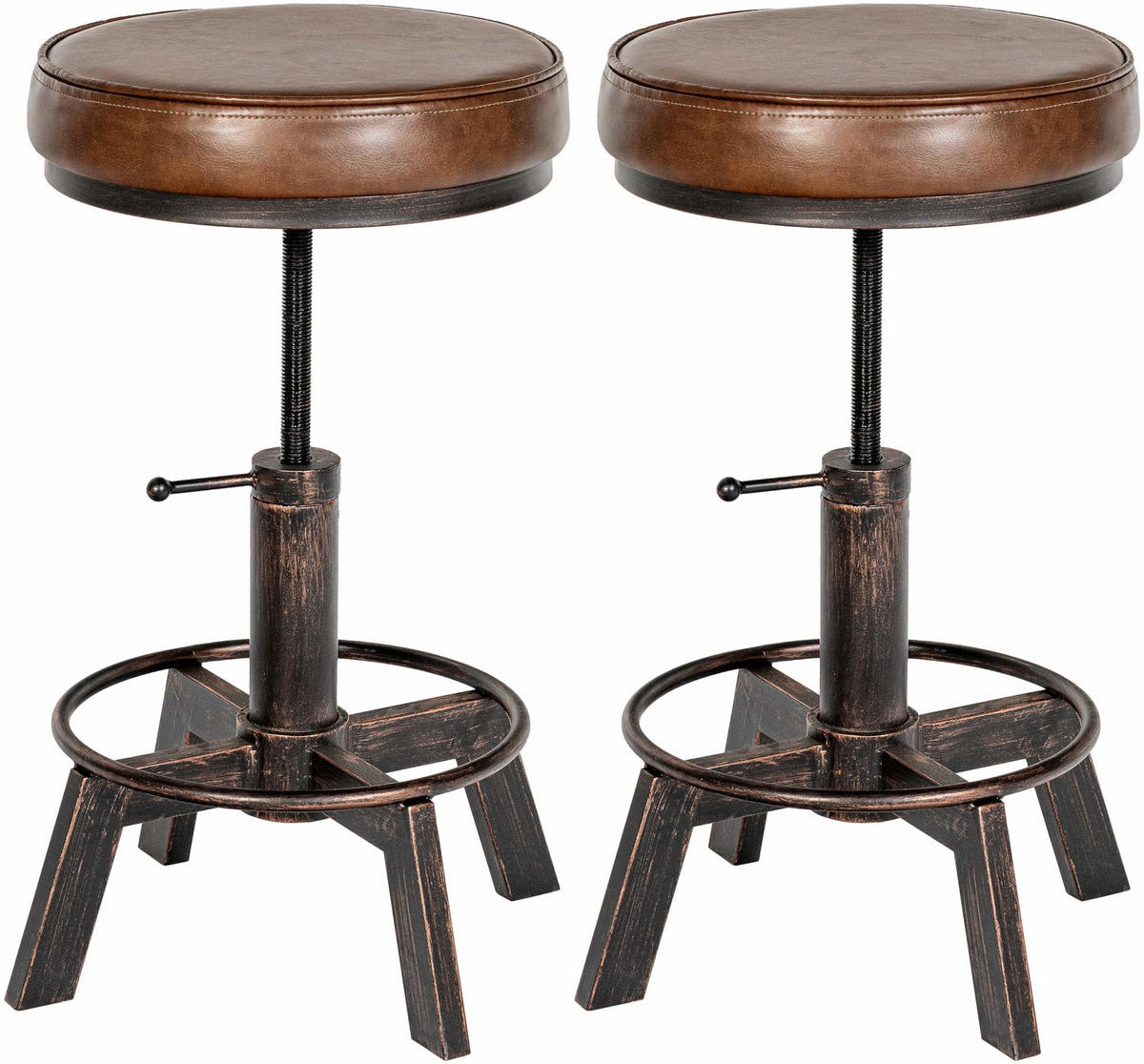 HOCKER 2er Set Lederlook bronze - Bronzefarben, Textil/Metall (42/44/42cm) - CLP