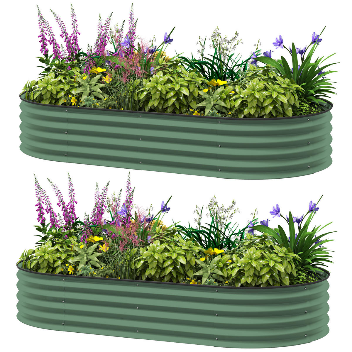 HOCHBEET, 2er-Set mit Gummirand, 181x93x30cm, für Outdoor, Grün - Multicolor, Holzwerkstoff (181/30/93cm) - FORIOUS