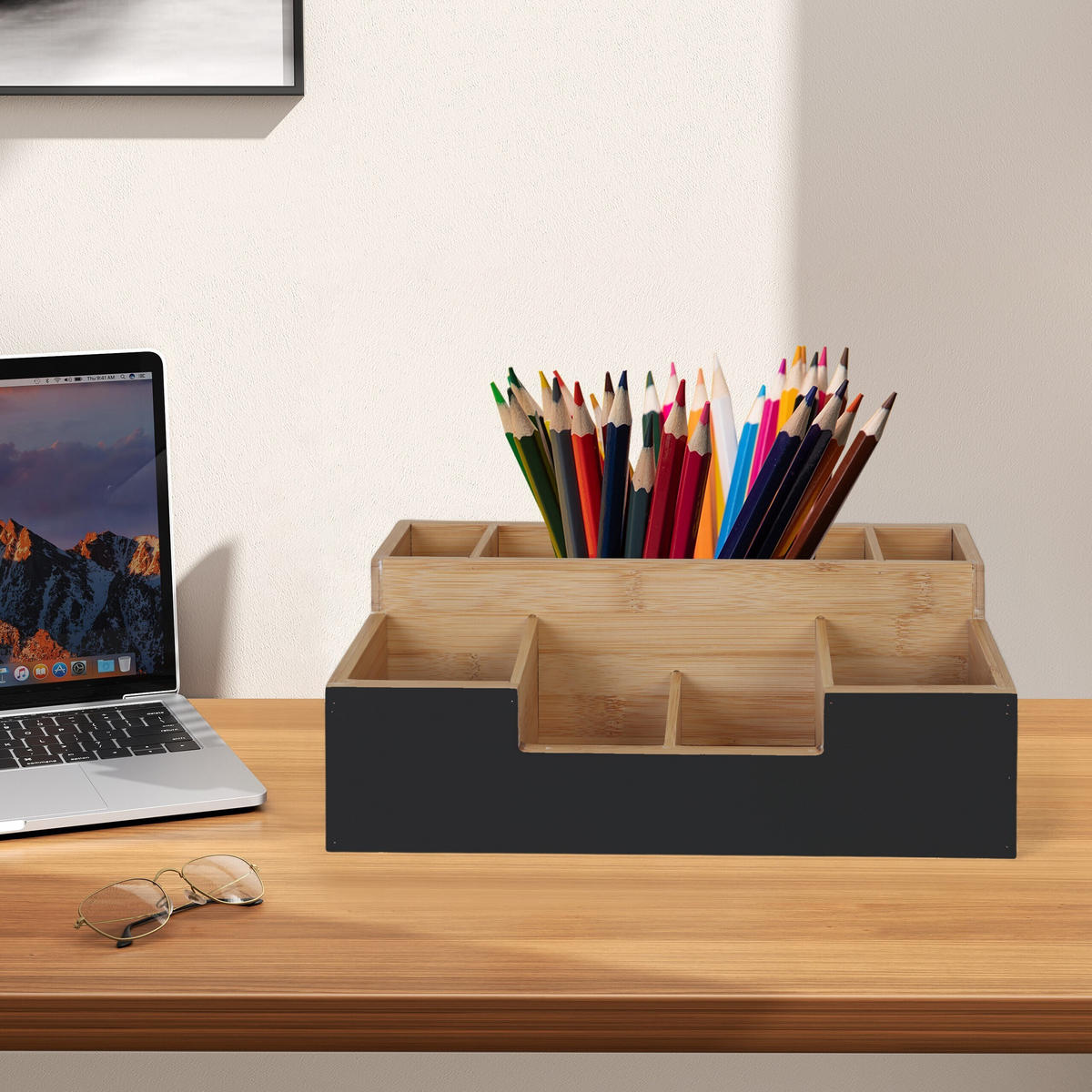 SCHREIBTISCHORGANIZER - Multicolor, Holz (15/30/11cm) - Relaxdays