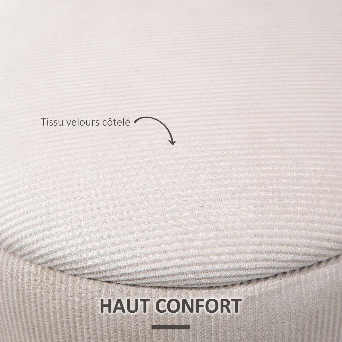 POUF 2er-Set DE-16377 mit Stauraum und Rippenvelours Creme - Creme, Textil (40/41/40cm) - ComfortXL
