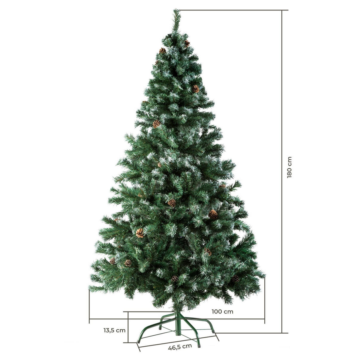 WEIHNACHTSBAUM , inklusive Metallständer mit Kunststoffkappen, grün - Grün, Kunststoff (180cm) - tectake