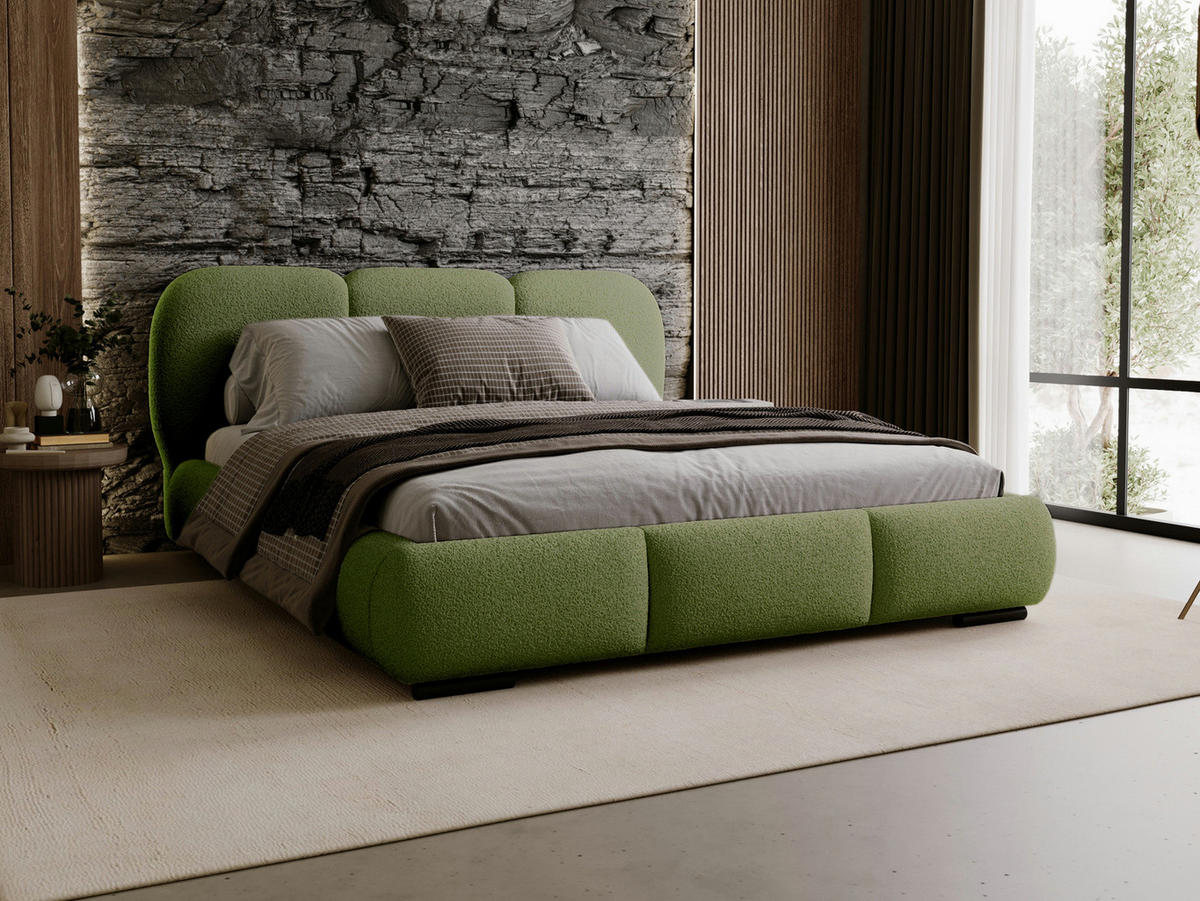 POLSTERBETT boucle 160x200 Olivgrün - Olivgrün, Holzwerkstoff (160/200cm) - Compleo24