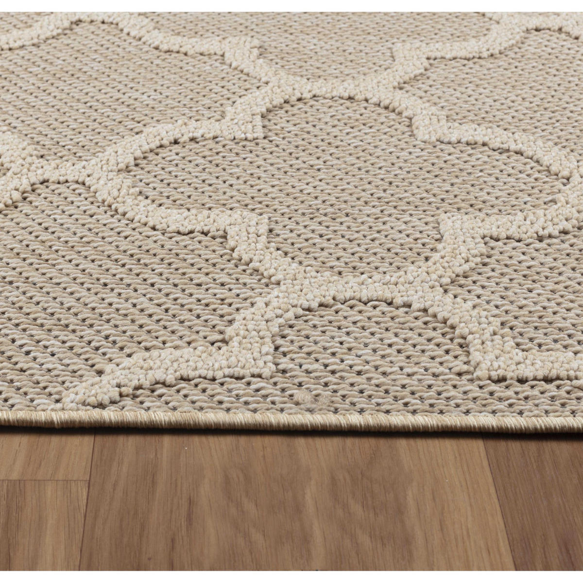TEPPICH Outdoor Flachgewebe Skandi-Muster Polypropylen Balkon Beige Rechteckig 120x170 - Beige, Textil (120/170cm) - KADIMA DESIGN
