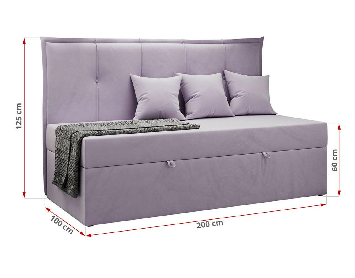 BOXBETT BANCO 90/200 Violett Velvet - H3 - Violett, Holz/Textil (90/200cm) - MKS