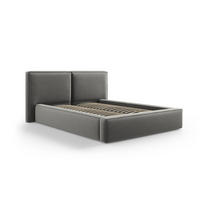 BETT mit Bettkasten und Kopfteil Jodie aus Samt hellgrau 140x200cm - Hellgrau, Textil (140/200cm) - Micadoni