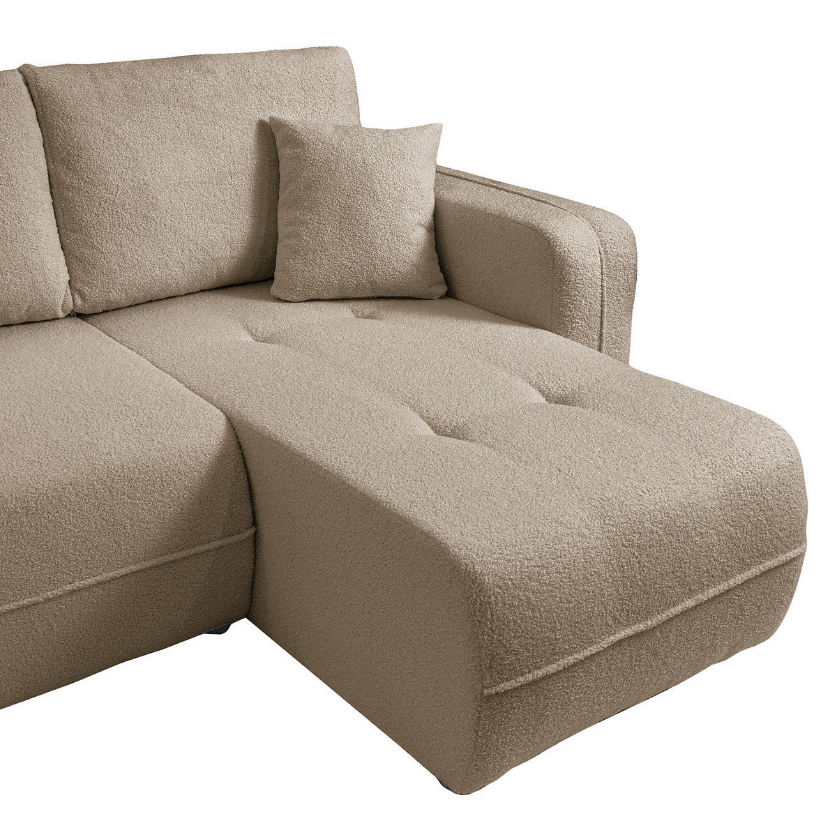 WOHNLANDSCHAFT - Graubraun/Schwarz, Kunststoff/Textil (312/82/145cm) - home24