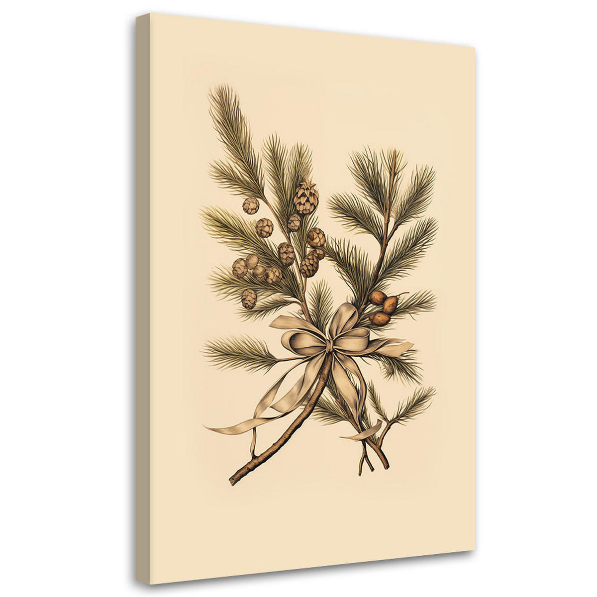 WANDBILD weihnachtszweige - Beige, Textil (40/60cm) - Feeby