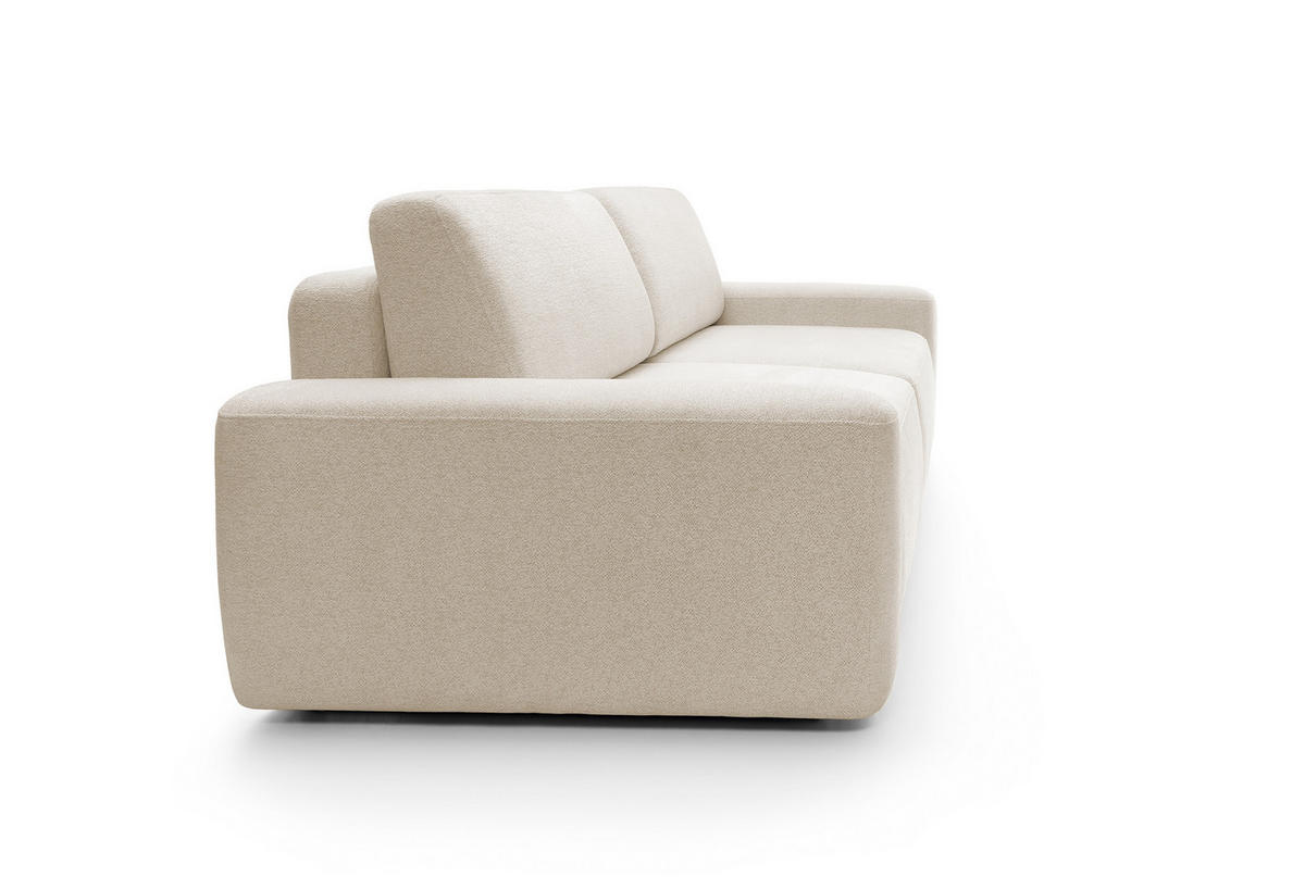 SOFA 4-Sitzer freistehend, Bettzeugcontainer, Polsterung aus PUR-Schaum, Stoff Raven, Schlaffunktion: 120x200 cm, Größe: 257x82x105 cm, Sand - Sandfarben, Holz/Textil (257/82/105cm) - DomoHome