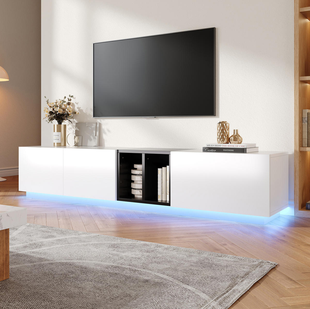 TV-SCHRANK in Schwarz-Weiß mit Schubladen und Fächern 190/40/35 cm - Weiß, Holzwerkstoff (190/35/40cm) - Redom