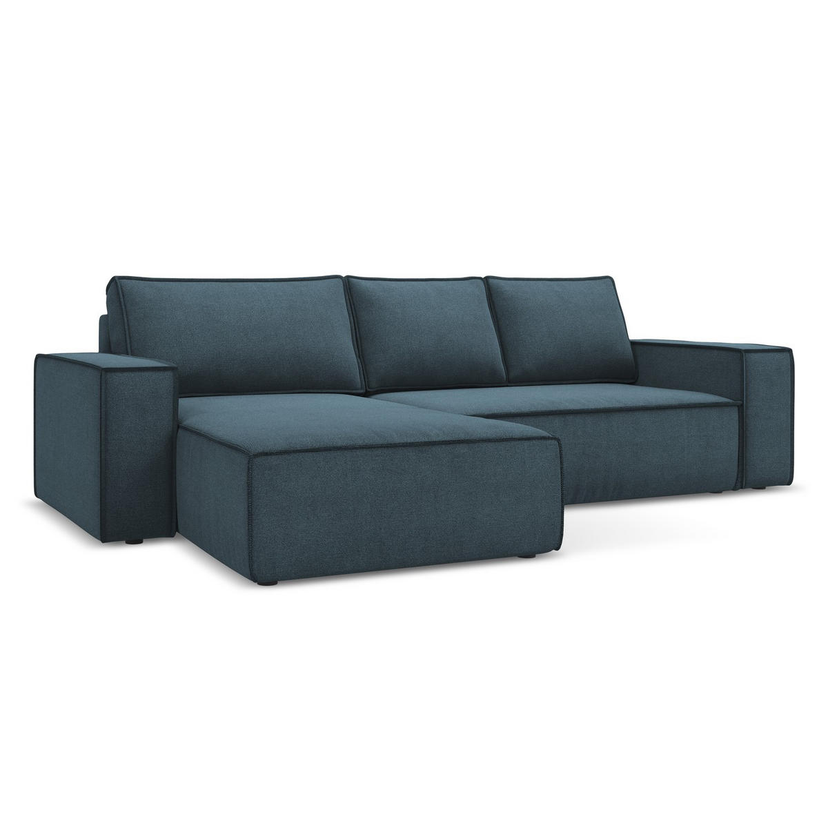 ECKSOFA mit Schlaffunktion Strukturstoff Stoff Blau - Blau/Blaugrau, Kunststoff/Textil (185/290cm) - LaMiaSofa