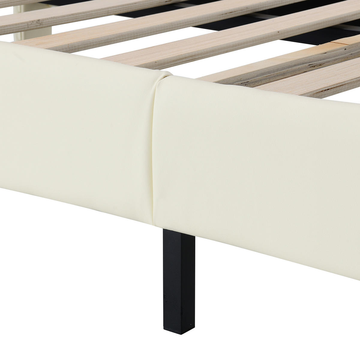 KINDERBETT 90/200 cm DE-04274, mit wellenförmigem Kopfteil, LED und PU-Bezug, in Beige - Beige, Holzwerkstoff/Metall (90/200cm) - ComfortXL