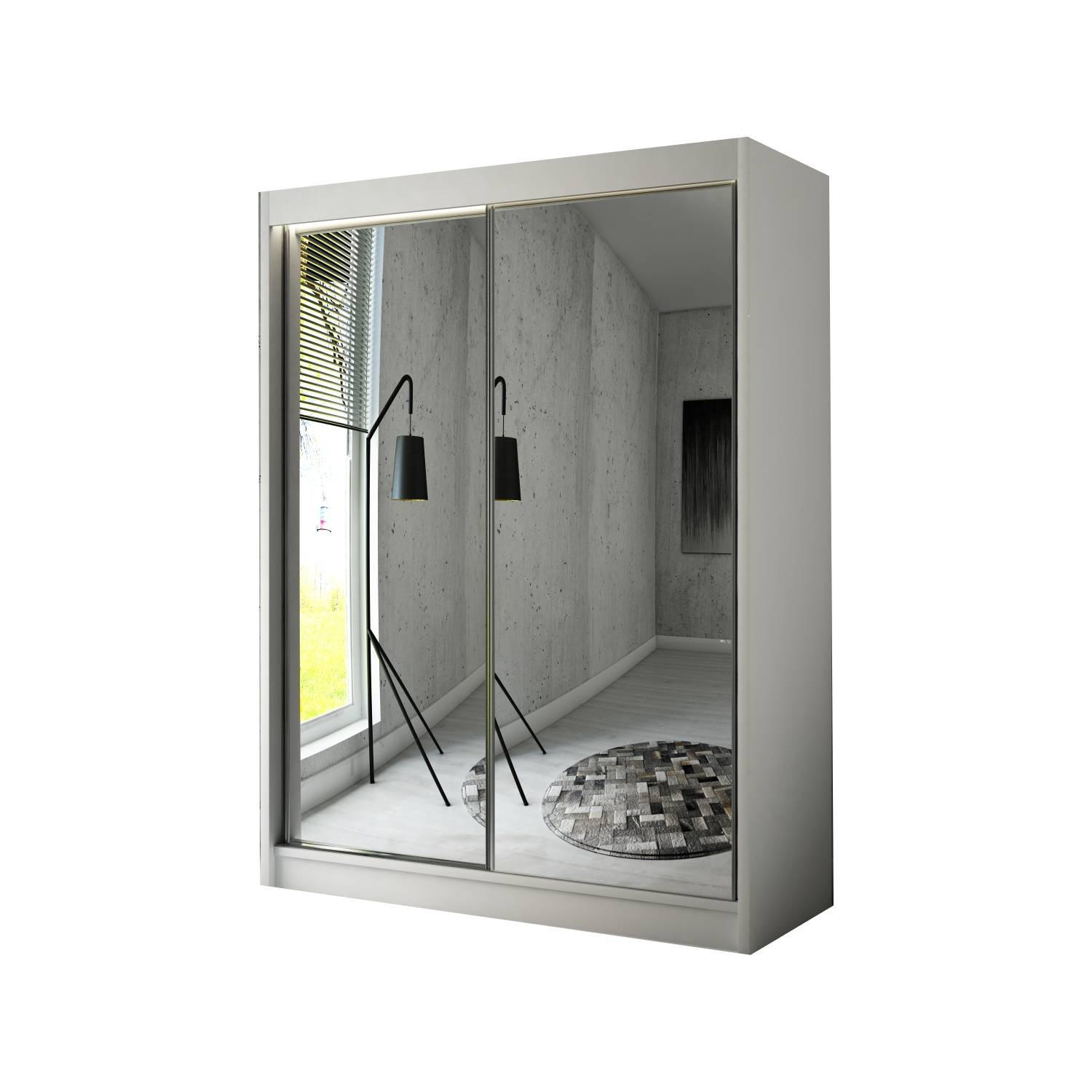 Meblini Schiebetürenschrank Weiß 200x215x61 cm