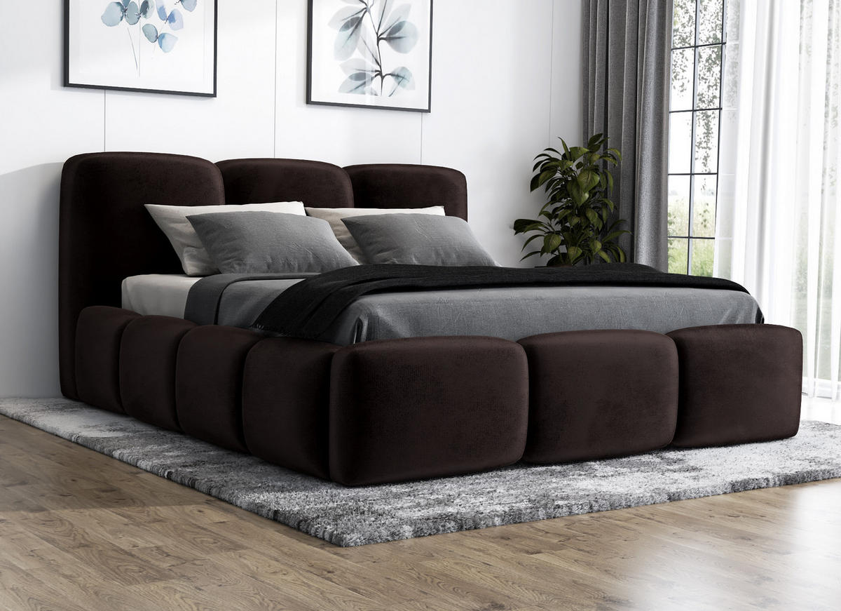 POLSTERBETT STAR 140x200 Dunkelbraun - Dunkelbraun, Textil (140/200cm) - A&J MöbelLand