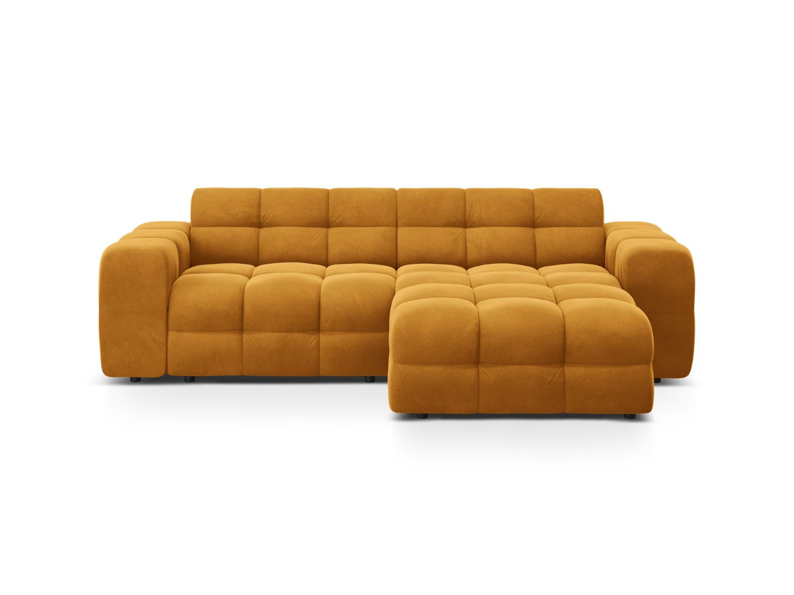 ECKSOFA rechts Kendal aus Samt senf 4 Sitzplätze - Dunkelgelb, Textil (173/256cm) - Micadoni