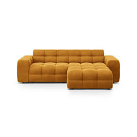 ECKSOFA rechts Kendal aus Samt senf 4 Sitzplätze - Dunkelgelb, Textil (173/256cm) - Micadoni