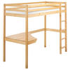 HOCHBETT MIT SCHREIBTISCH 90x200 cm Heller Holzfarbton Loury - Hellbraun, Holz (90/200cm) - Beliani