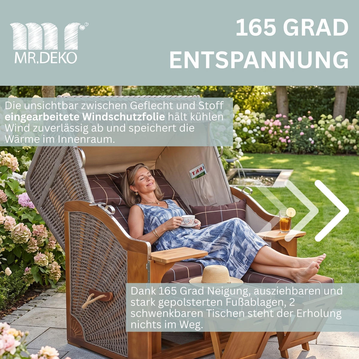 STRANDKORB Schleswig Pinie 2-Sitzer - Braun, Metall (120/160/80cm) - Mr. Deko