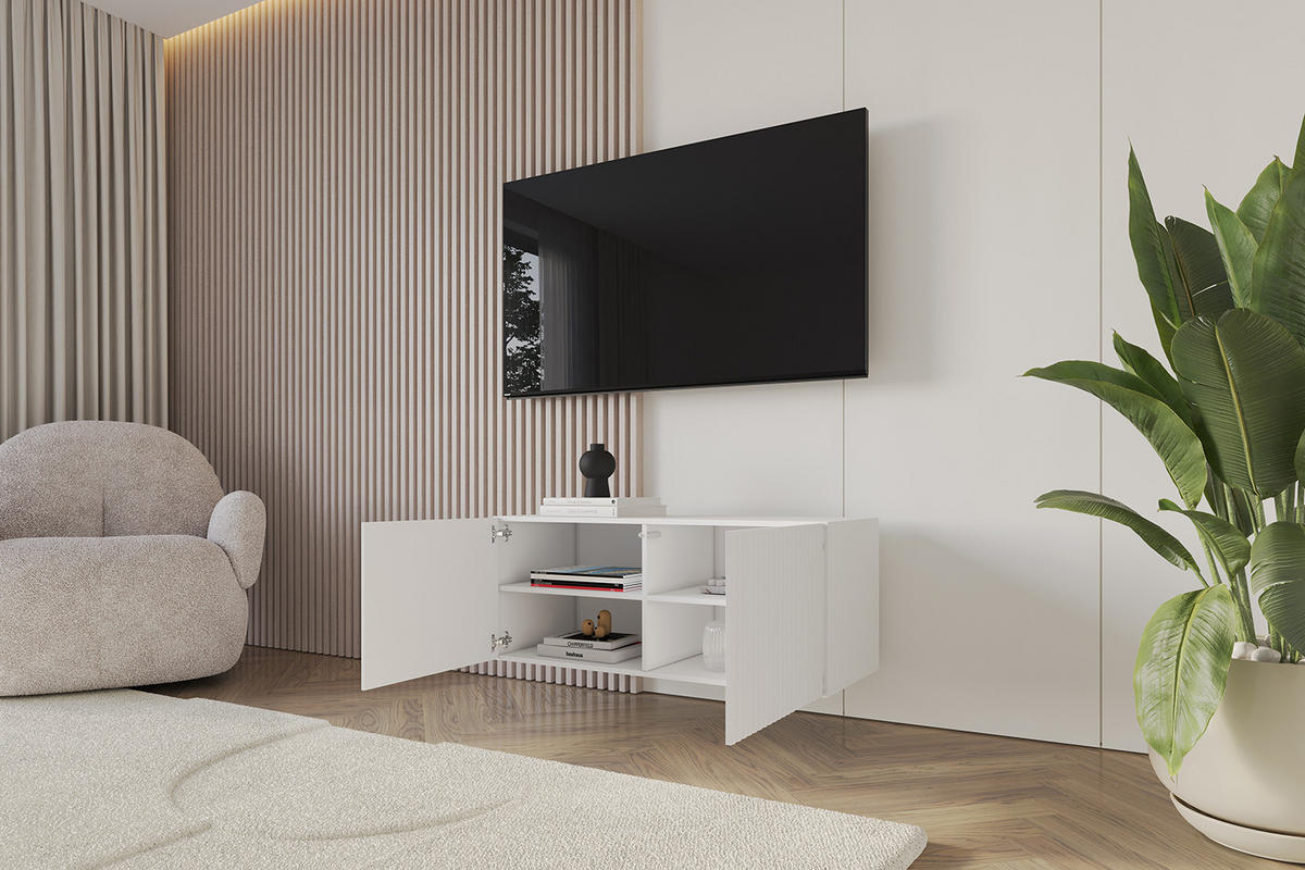 LOWBOARD NOA-2-W 100x40x41 cm - Weiß - Weiß, Holzwerkstoff (100/40/41cm) - ALTDECOR