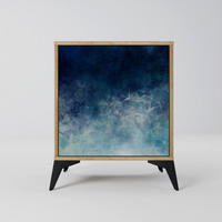 SIDEBOARD CELESTIAL FALL, Eichefarben, 57,5x42x70,5 cm, Schwarze Metall-Sternfüße - Eichefarben/Multicolor, Holzwerkstoff/Metall (57.5/70.5/42cm) - SpaceRebels