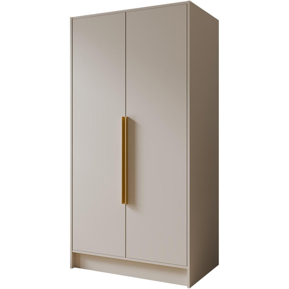 DREHTÜRENSCHRANK Pavia ohne Spiegel, Kaschmir mit goldenen Griffen, 100 cm - Kaschmir, Holzwerkstoff (100/200/51cm) - Beautysofa