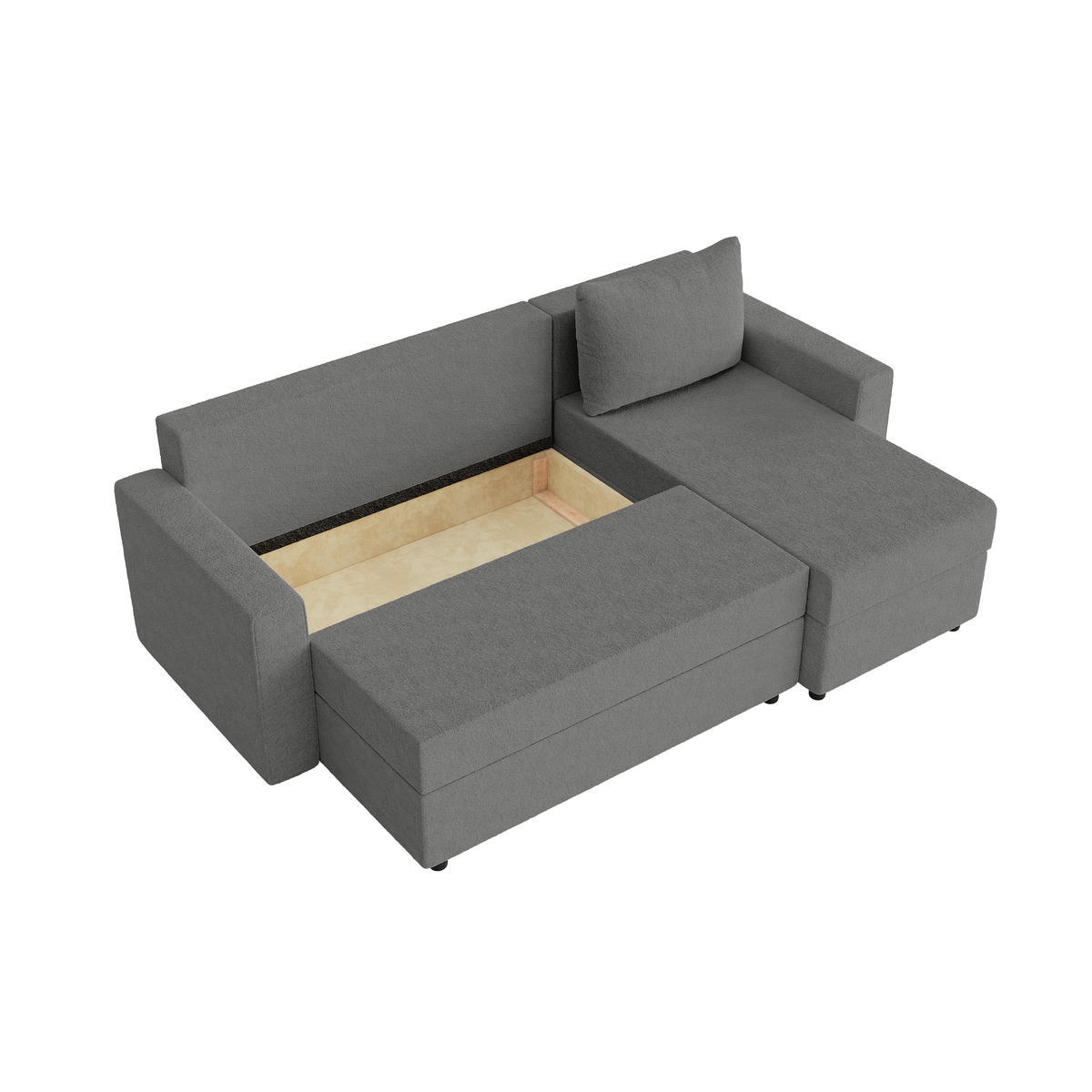 ECKSOFA Goka L mit Schlaffunktion, Graphit - Graphitfarben, Textil (230/146cm) - Fedve