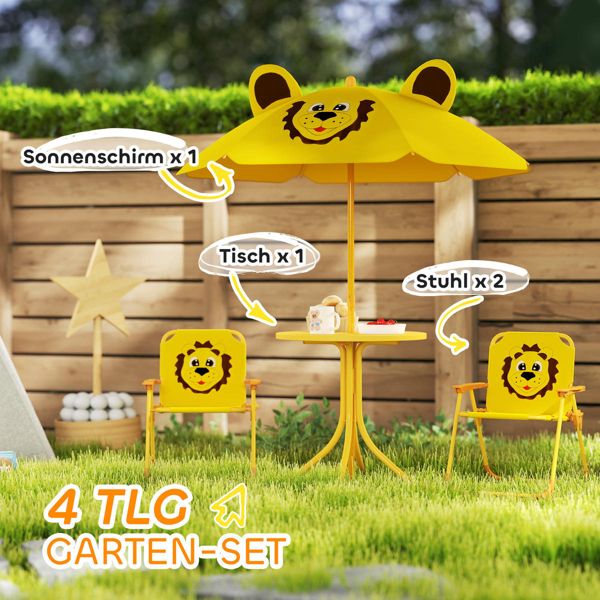 GARTEN-KINDERSITZGRUPPE, Gelb, Stahl, Polyester - Gelb, Metall - AIYAPLAY
