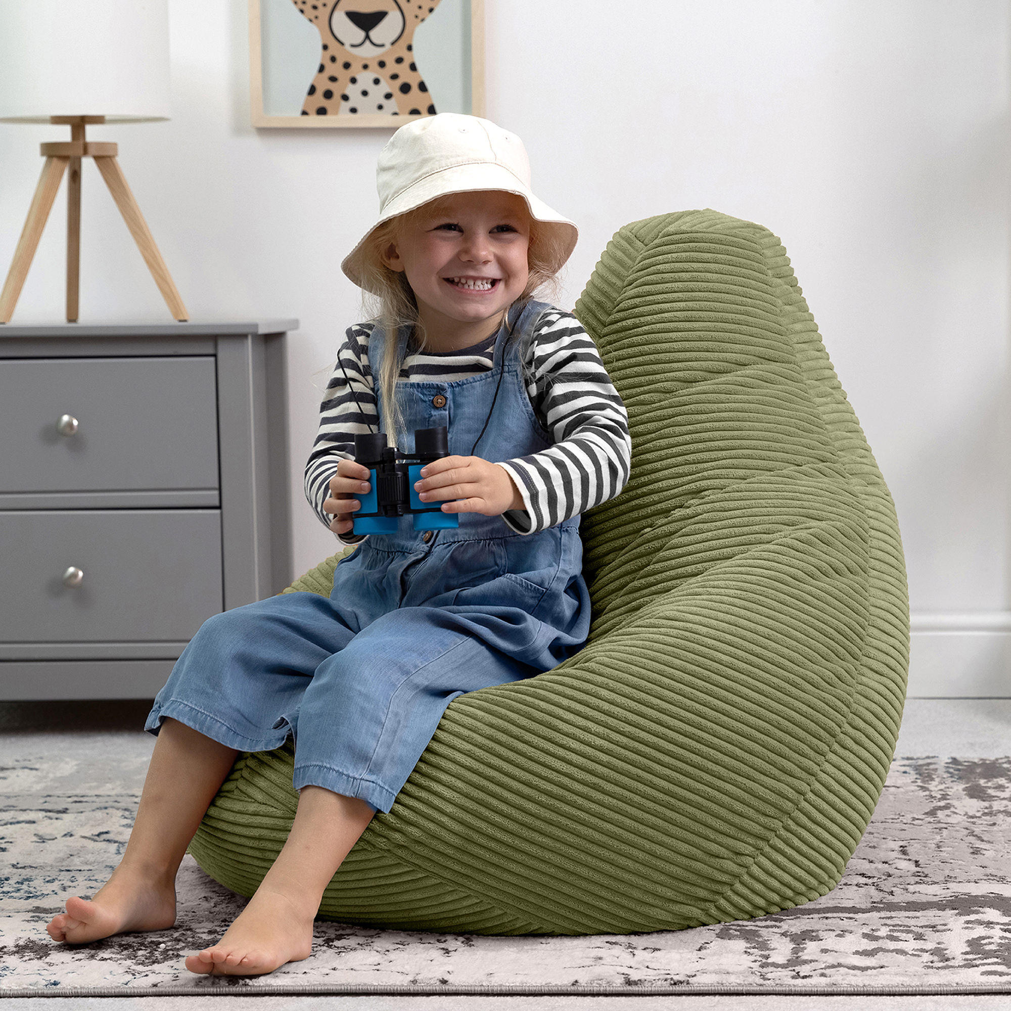 SITZSACK für Kinder Sessel aus Cord 2-tlg. - Salbeigrün, Textil (69/59/65cm) - icon