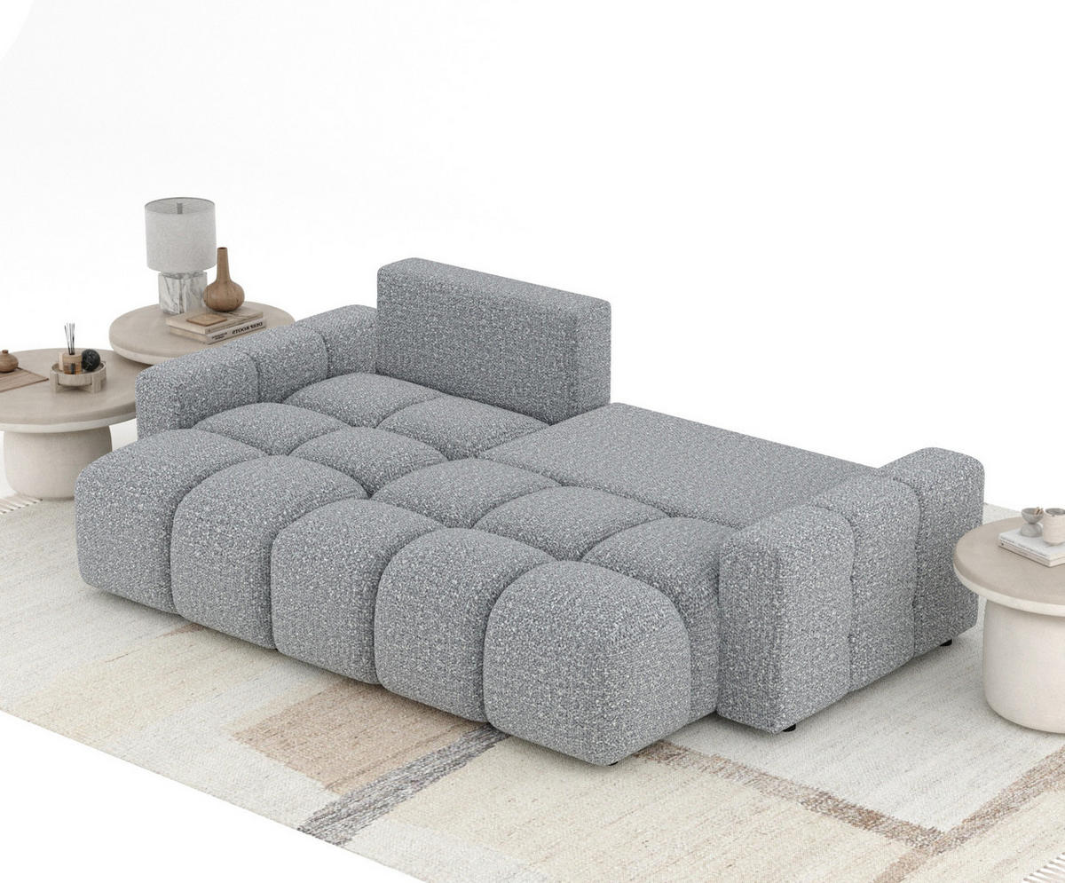 ECKSOFA MIT SCHLAFFUNKTION Ucci Grau Plüschstoff - Schwarz/Grau, Holz/Holzwerkstoff (233/142cm) - Maison de Reve