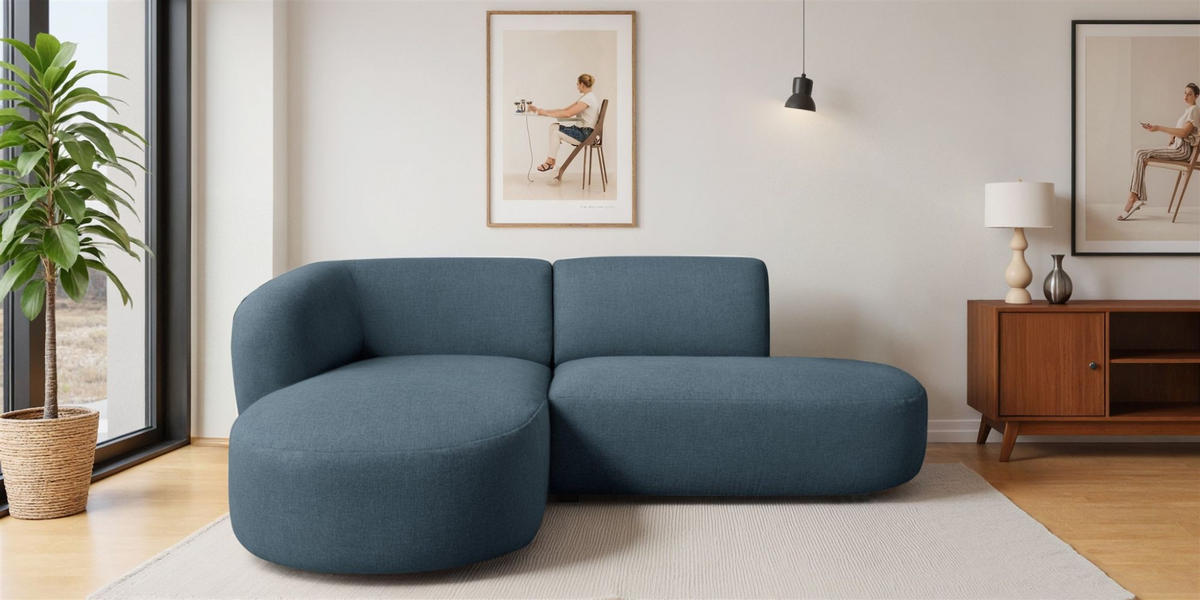 ECKSOFA Babette - Blau, Holzwerkstoff/Textil (188/242cm) - Fun Möbel