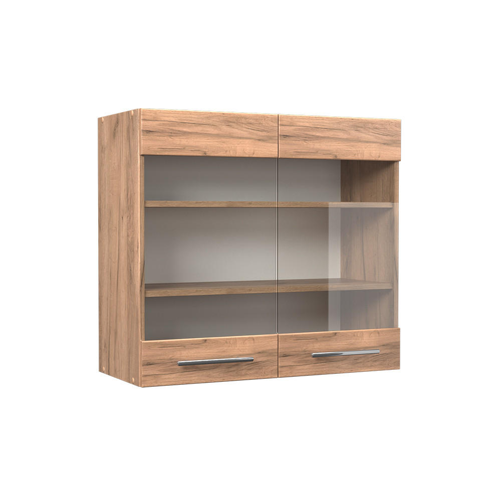 KÖKSGLASSKÅP Fame-Line Goldkraft ek 80 cm Honungsek, Honungsek 72/80/34.1 cm