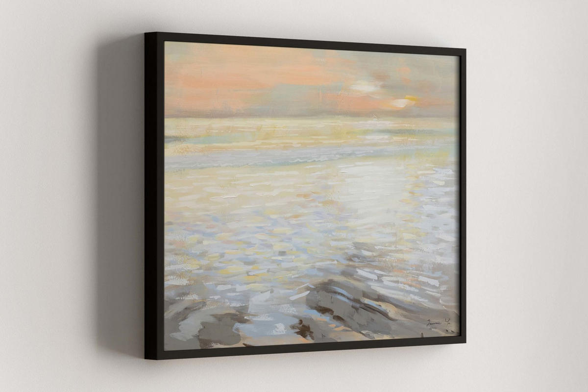 OLEJOMAĽBA 100/75 cm, More a pláž - béžová, drevo/textil (100/75cm) - KUNSTLOFT