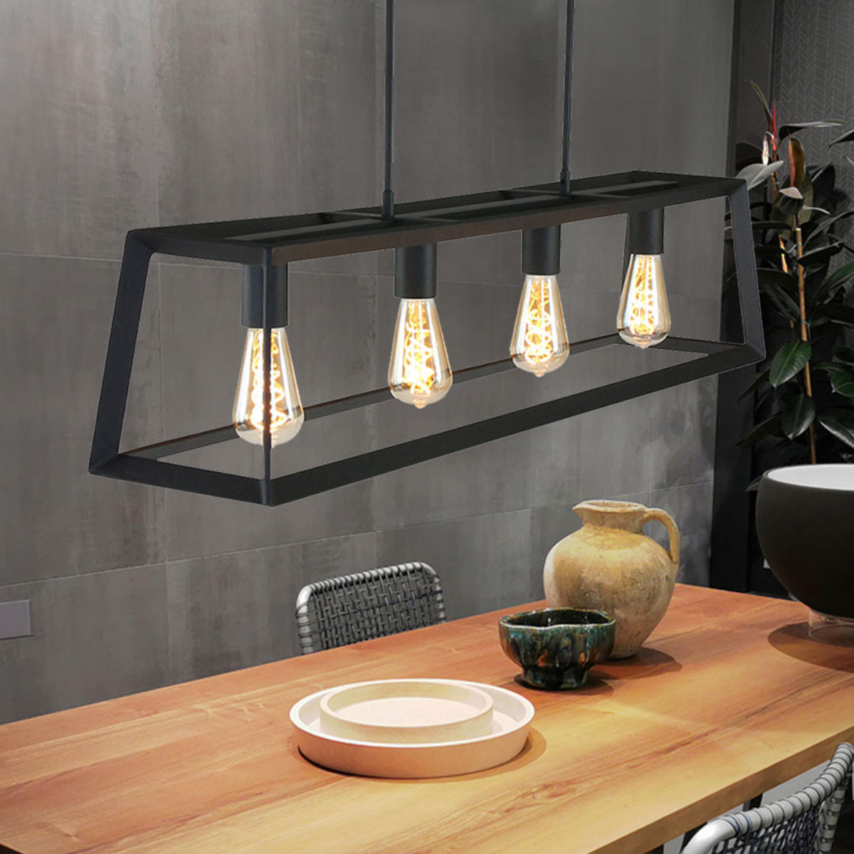 HÄNGELEUCHTE Buckley Metall Schwarz - Schwarz, Metall (100/20/130cm)