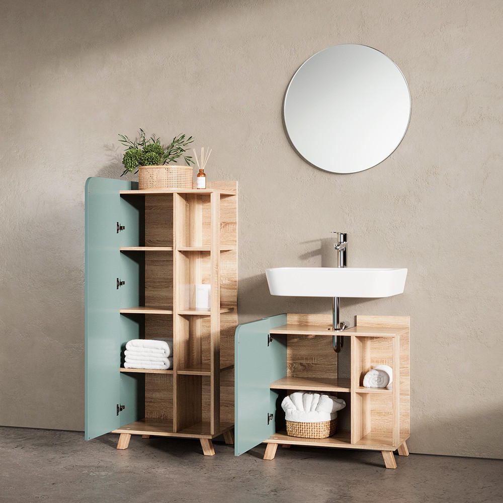 Livinity® Badmöbel-Set Blaugrau 60x65x35 cm