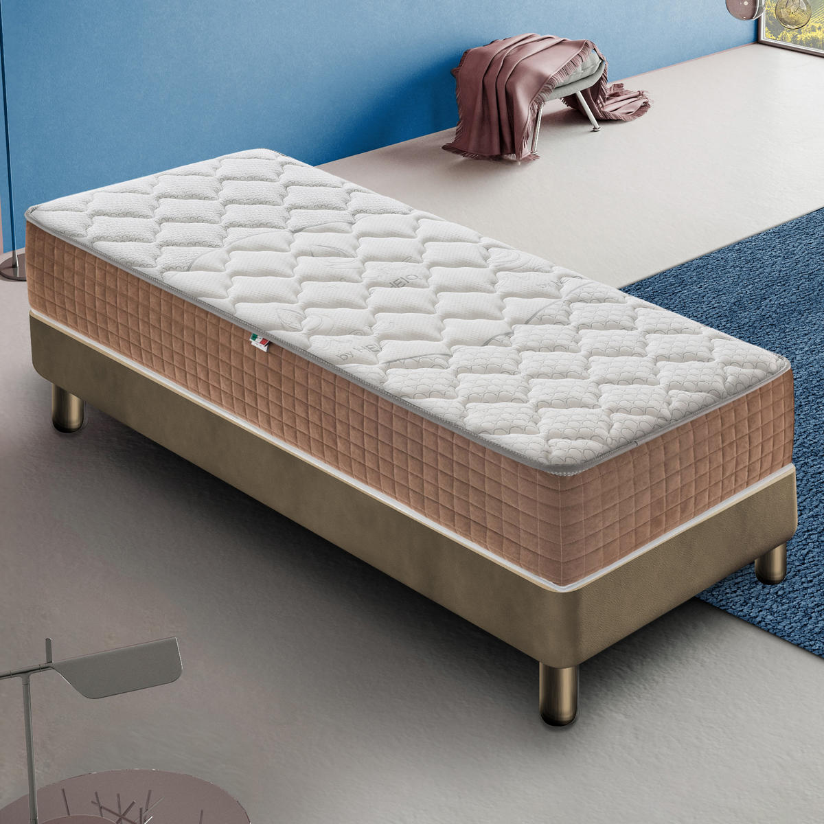 TASCHENFEDERKERNMATRATZE 90x200, Höhe 25 cm, 5 cm Memory-Schaum, STRONG - Weiß, Textil (90/200cm) - iLoveSleep