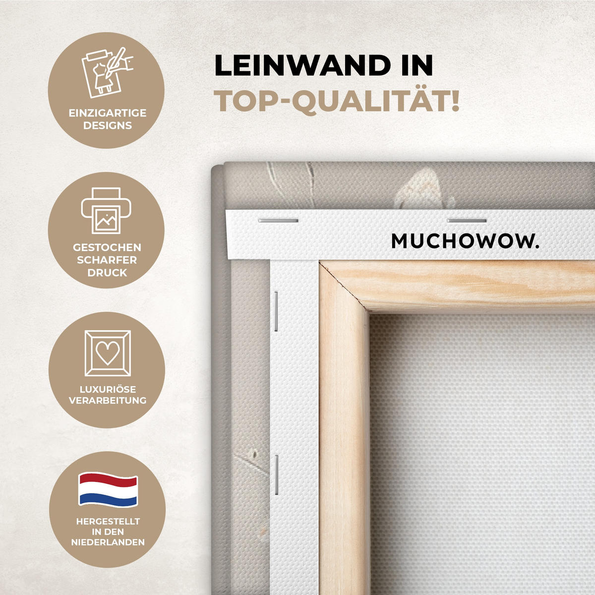 LEINWANDBILD 3er Set Blüte - Beige - Abstrakt - Blumen 120x80 cm - Hellbraun, Textil (120/80cm) - MuchoWow