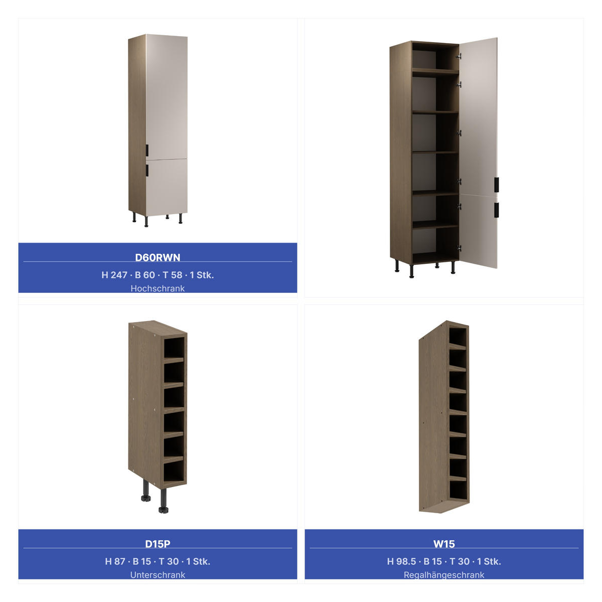 KÜCHENZEILE 360 cm - Sorento KS3-M375 - in Beige / Dunkle Eiche - Eichefarben/Beige, Holz (375/247/58cm)