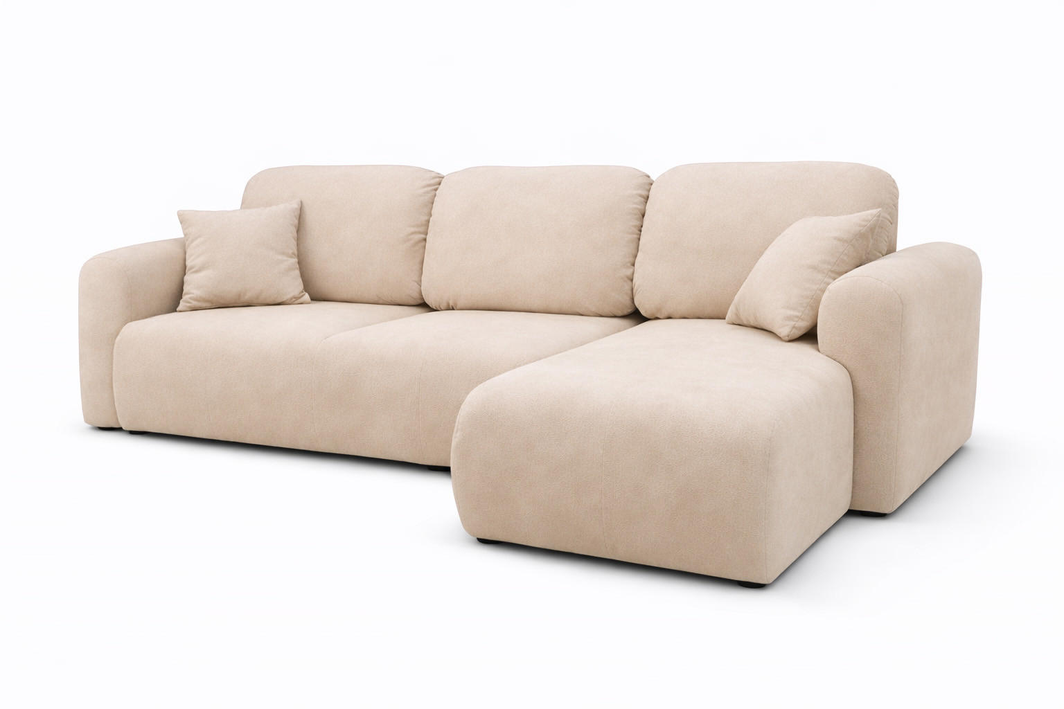 ECKSOFA Mit Schlaffunktion Und Bettkasten, Sofa L-Form Bingo L, Veloursstoff Salvador, Beige, Rechts - Beige, Holz (250/142cm) - Kaiser Möbel